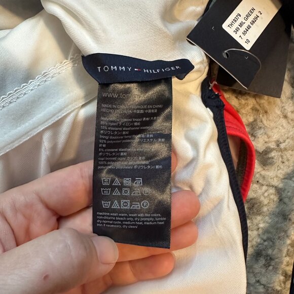 TOMMY HILFIGER {NWT} Women's Colorblock One Piece Swimsuit | 10 | 'Military' - Picture 7 of 7